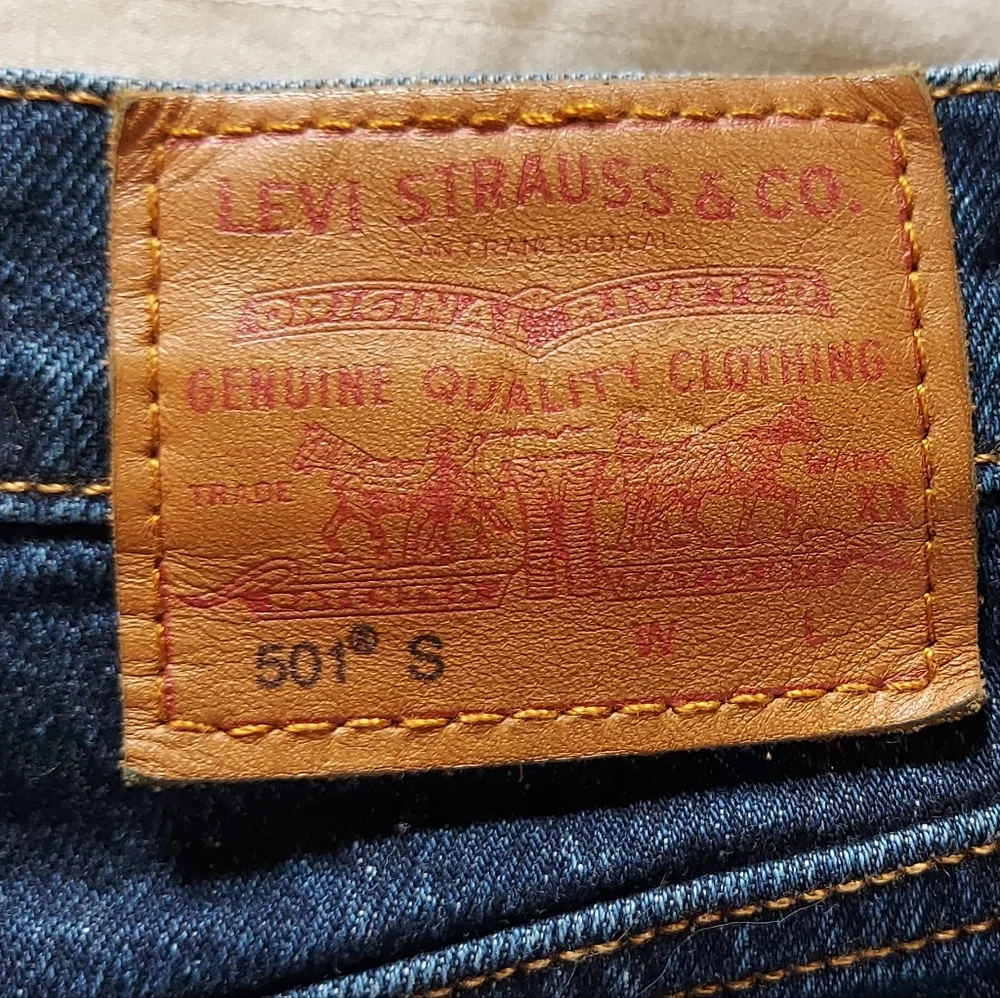Levis Premium 501s High Rise Straight Leg Dark Wash Jeans 25x28